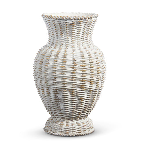 White Wash Basket Weave Vase | Putti Fine Furnishings