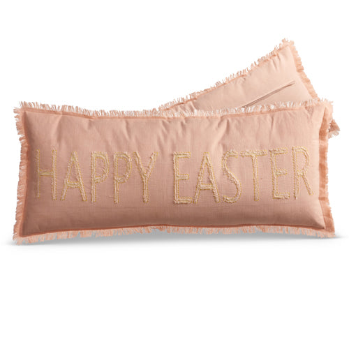 Raz Imports Pink "Happy Easter" Rectangular Pillow  | Putti Fine Furnishings 