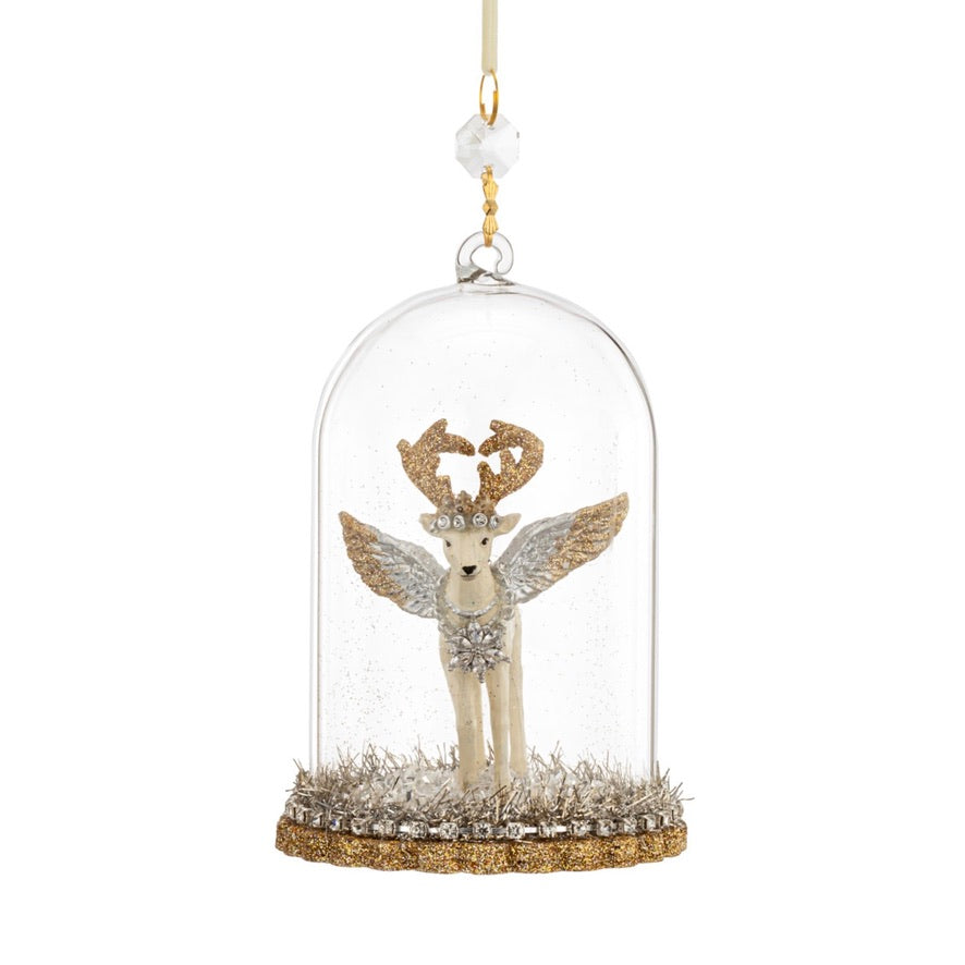 Deer Sparkle Cloche Ornament | Putti Christmas Decorations