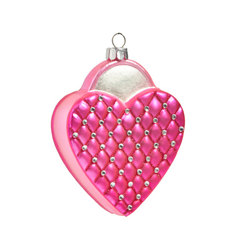 Hot Pink Quilted Purse Glass Ornament | Putti Christmas Decorations