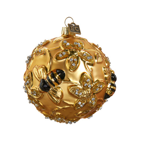 Eric Cortina Gilded Gilded Bee Ball Glass Ornament | Putti Christmas