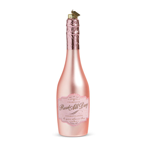 Eric Cortina “Rose all Day” Pink Champagne Bottle Glass Ornament | Putti
