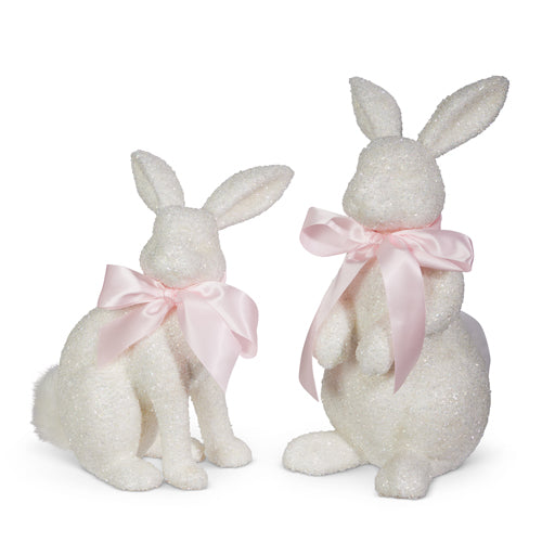 White Glitter Bunnies - Large | Putti Fine Furnishings
