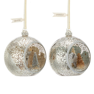 Dear Open Glass Scene Sparkle Ornament