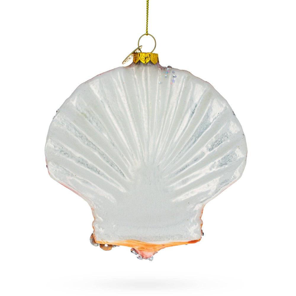 Sparkling Seashell Glass Christmas Ornament | Putti Christmas Decorations