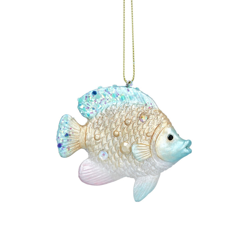 Blue and Gold Fish Resin Ornament | Putti Christmas Decorations