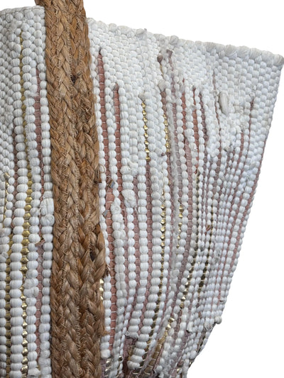 Jute Market Bag - Peach and White