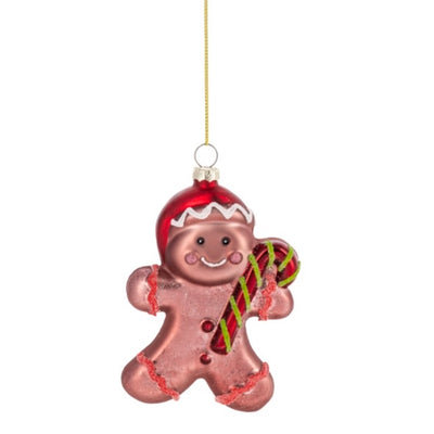 Gingerbread Man Glass Ornament