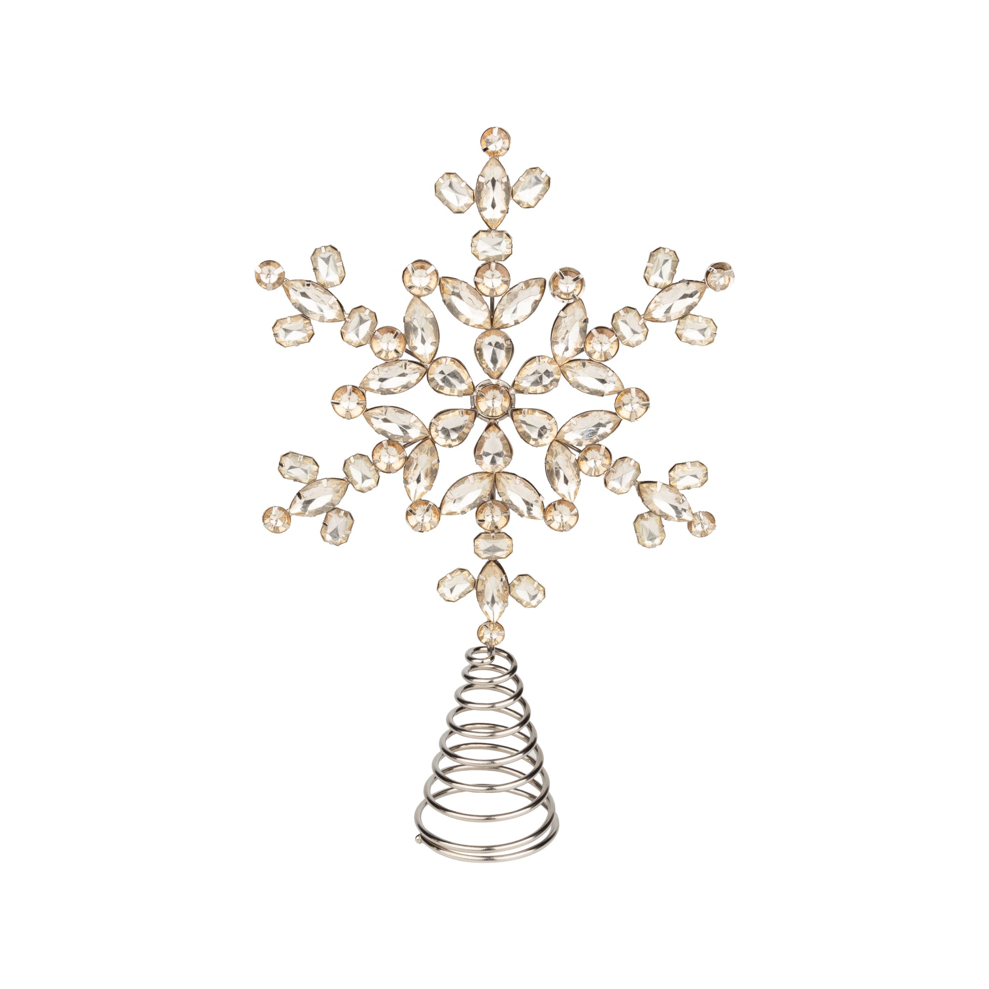 Pale Gold on silver Metal Snowflake Tree Topper