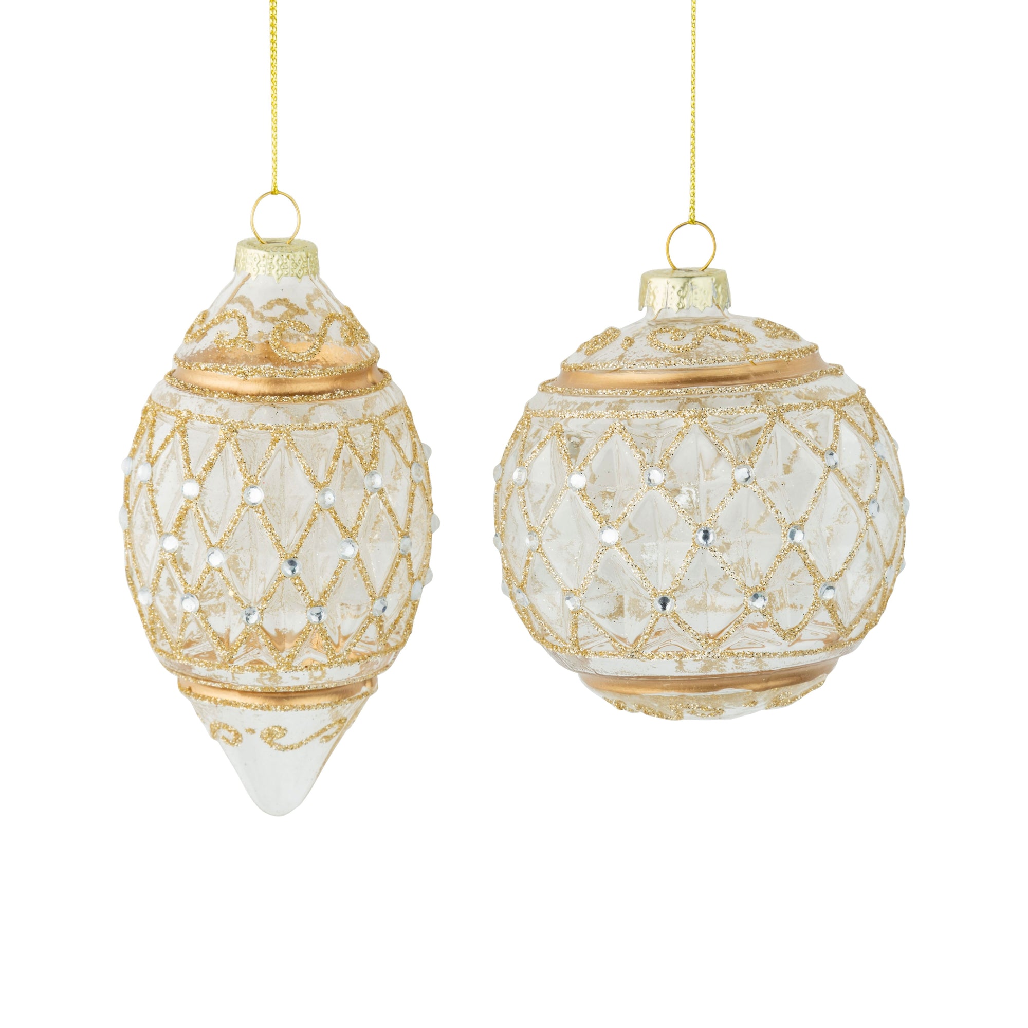 Gold Lattice Glass Ornament