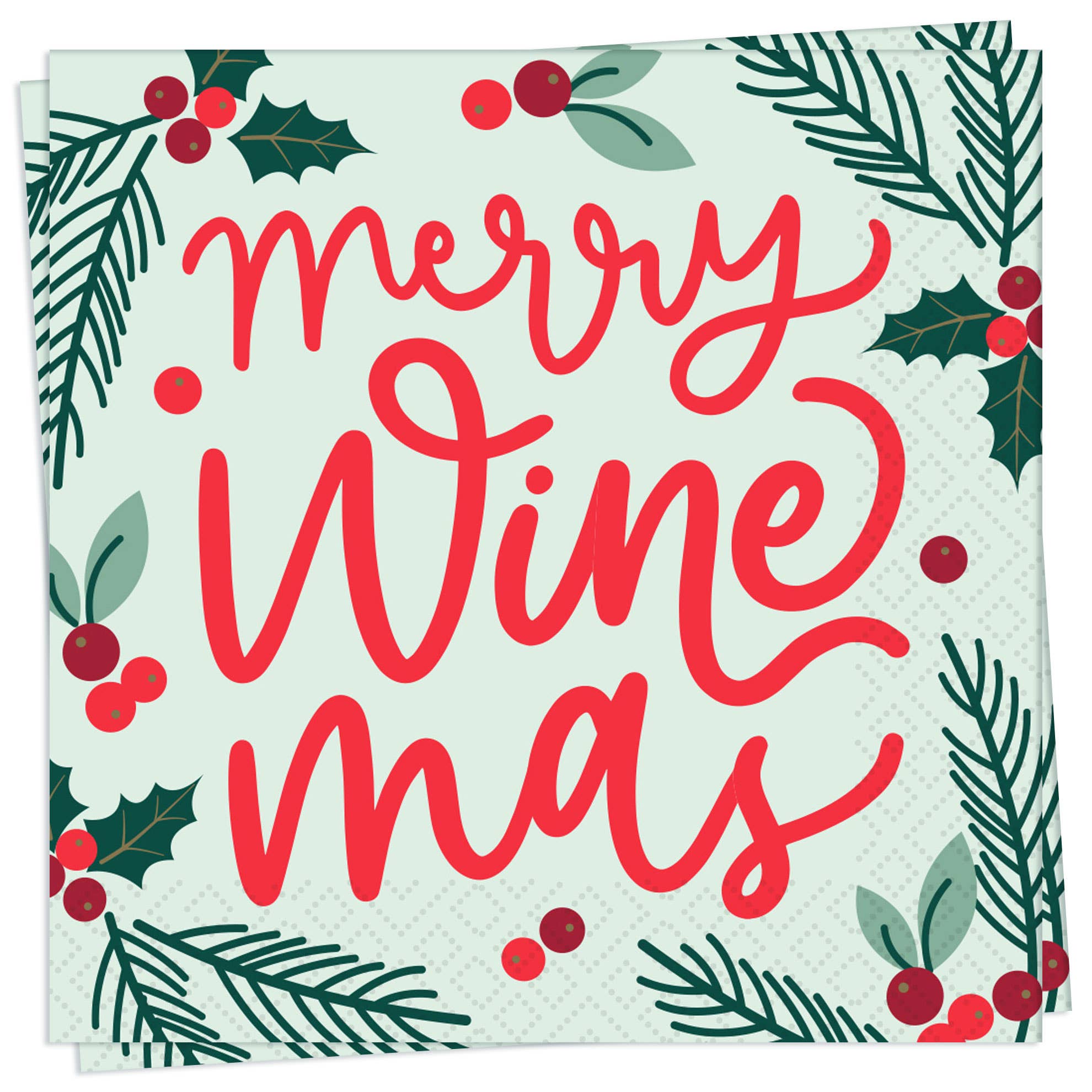 "Merry Wine Mas" Holiday Cocktail Napkin