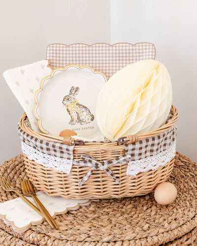 Gold "Happy Easter" Bunny Paper Plates