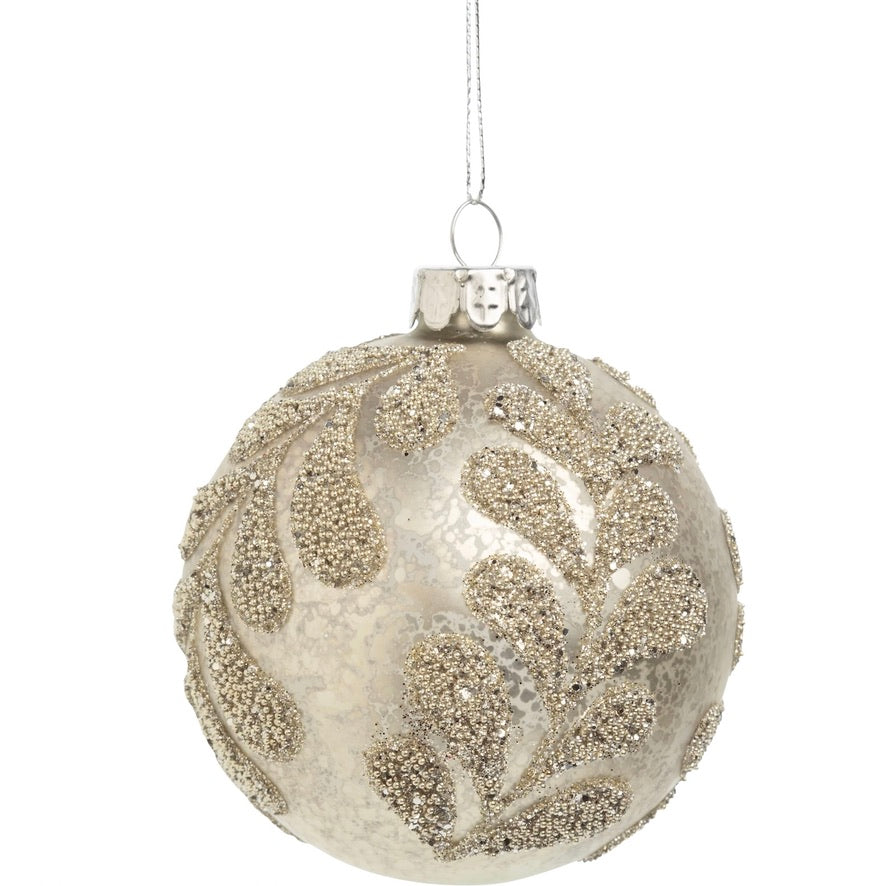 Antique Silver Glass Ball Ornament
