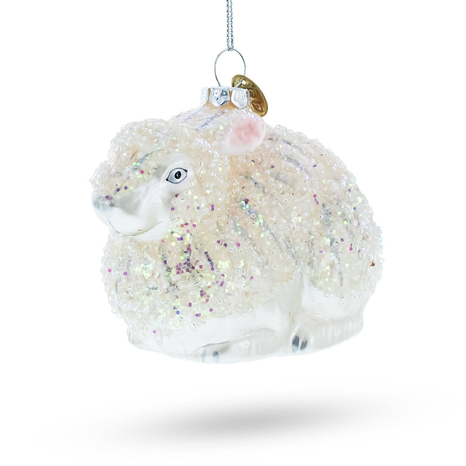 White Sparkling Bunny Glass Christmas Ornament | Putti Christmas Decorations