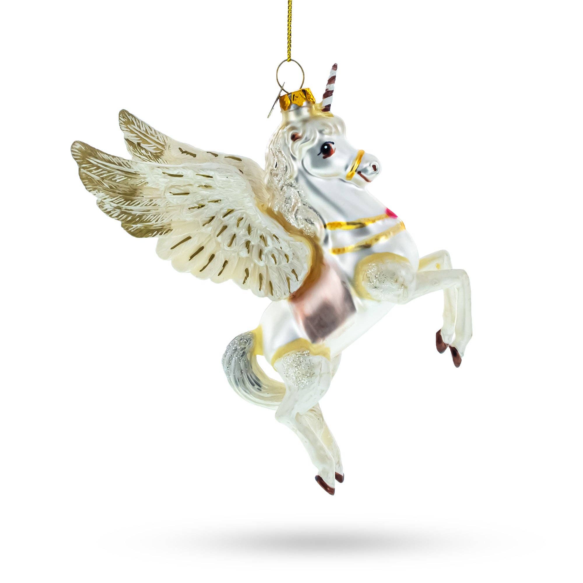 Enchanting White Unicorn Glass Christmas Ornament | Putti Christmas Decorations