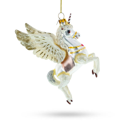Enchanting White Unicorn Glass Christmas Ornament | Putti Christmas Decorations