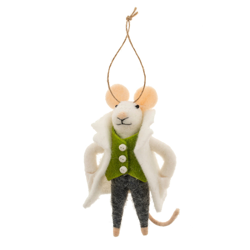 "Peacoat Parker" Felted Mouse Ornament  | Putti Christmas Decorations