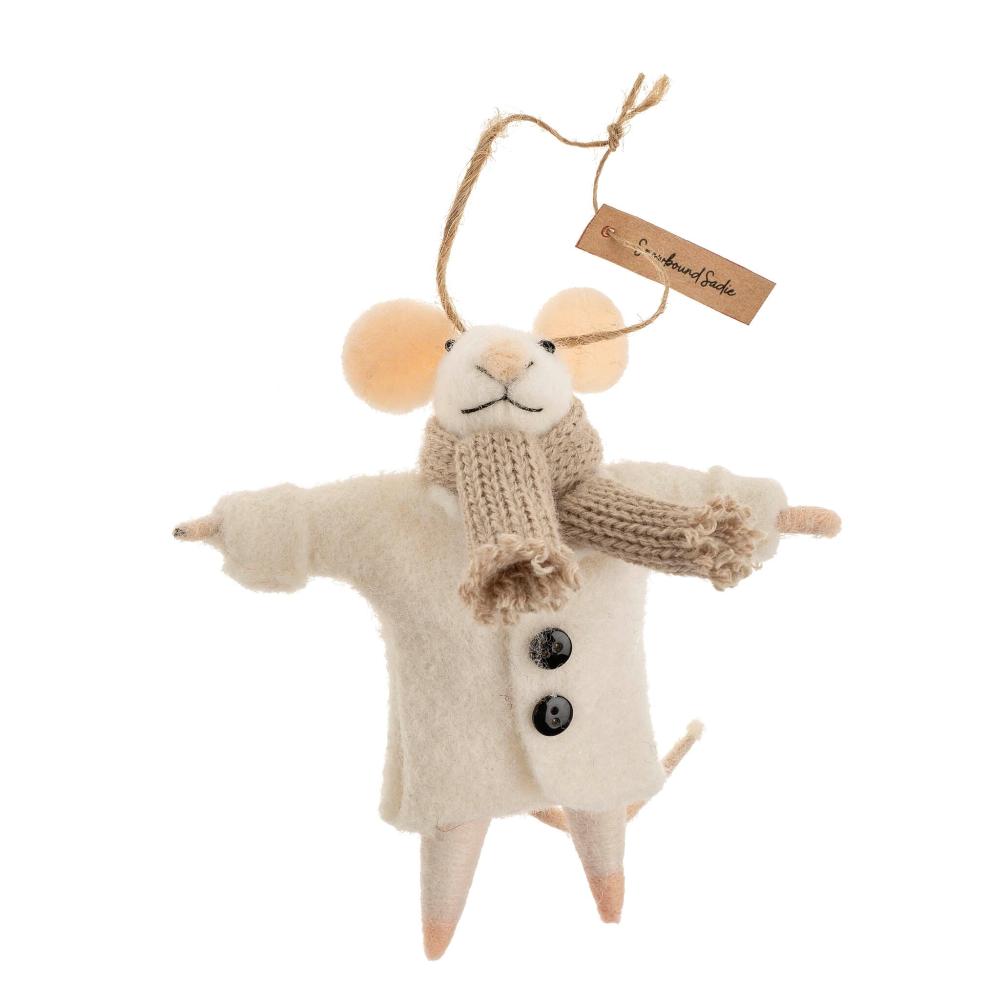 "Snowbound Sadie" Felted Mouse Ornament  | Putti Christmas Decorations