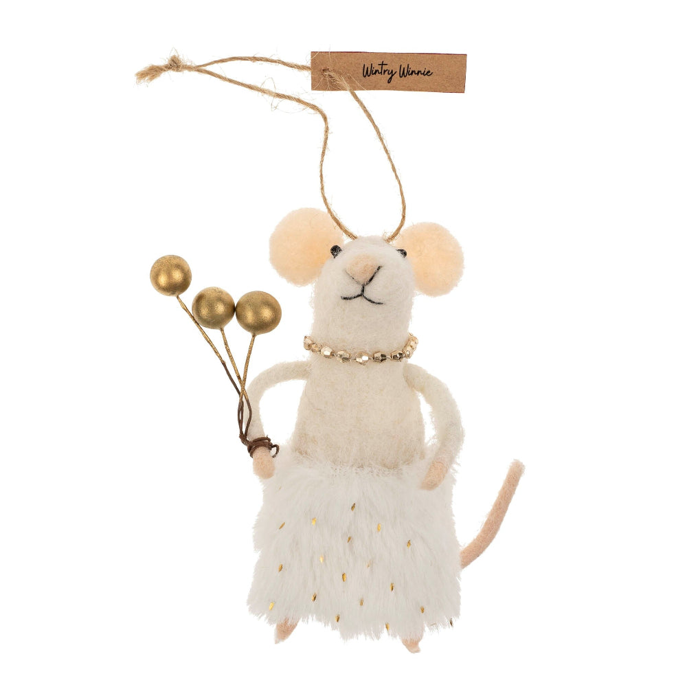 "Wintry Winnie" Felted Mouse Ornament | Putti christmas Decorations