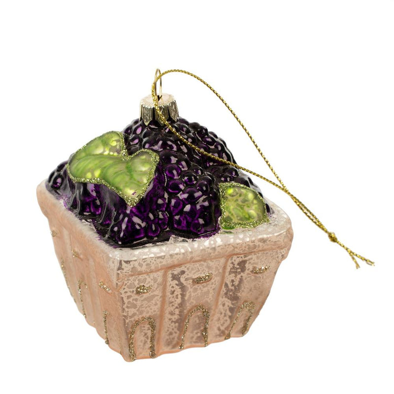 Blackberries Basket Glass Ornament  | Putti Christmas Decorations