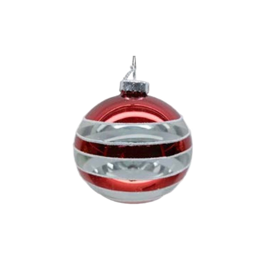 Red and Clear Glass Ball Ornament