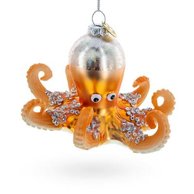Orange Octopus Glass Ornament