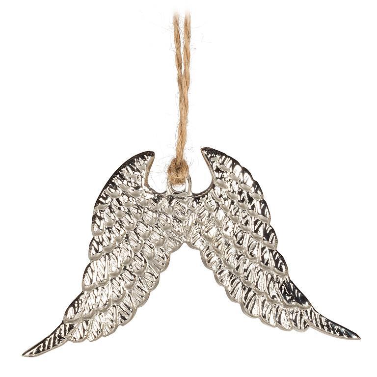 Silver Flat Angel Wings Ornament