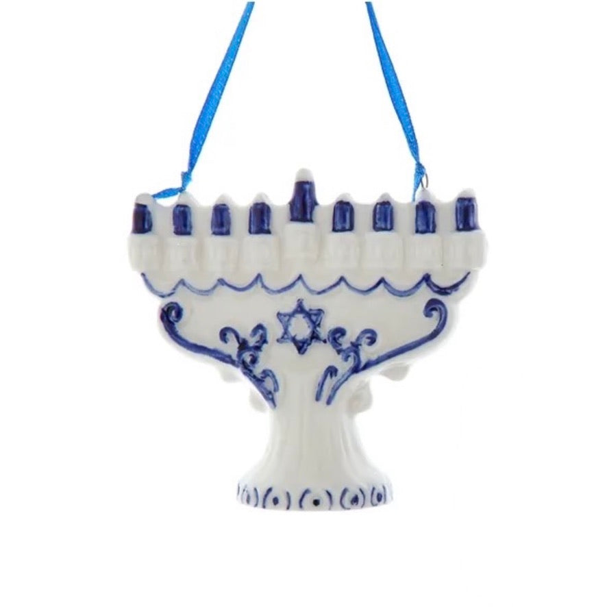 Porcelain Hanukkah Ornament - Menorah