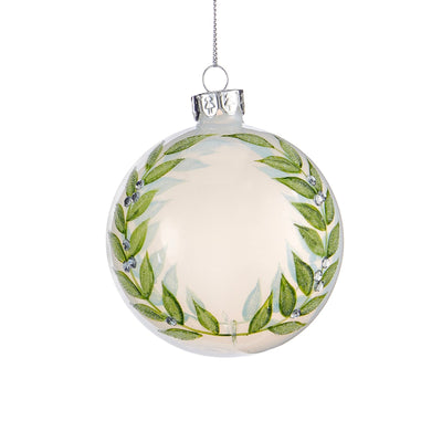 Laurel Leaf Glass Ball Ornament | Putti Christmas Celebrations