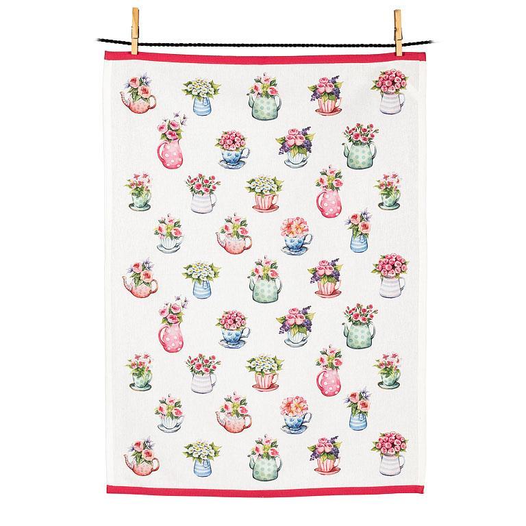 Flowers in Cups Kitchen Towel