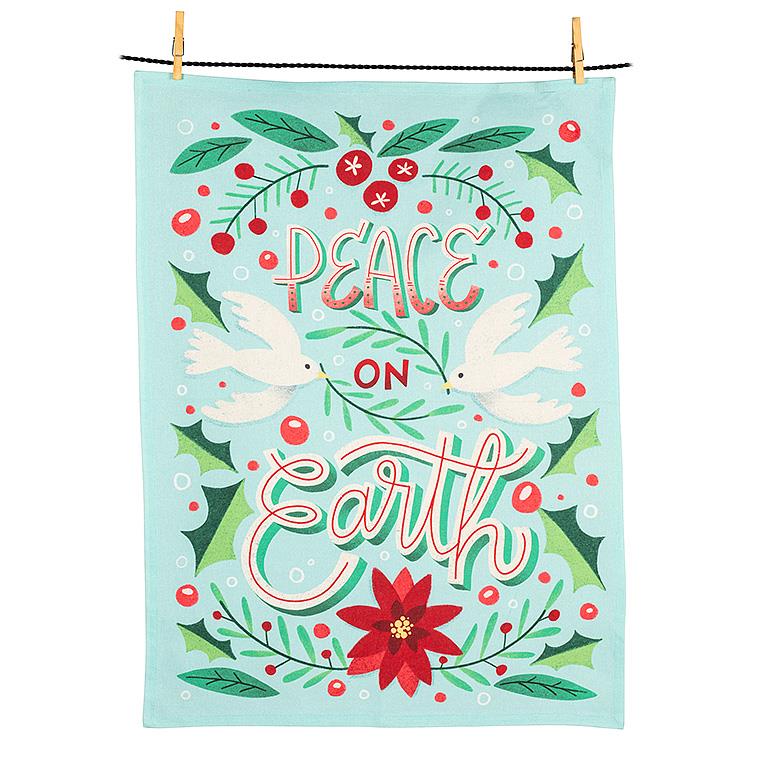 Dove Peace "Peace on Earth" Christmas Tea Towel | Putti Christmas Celebrations