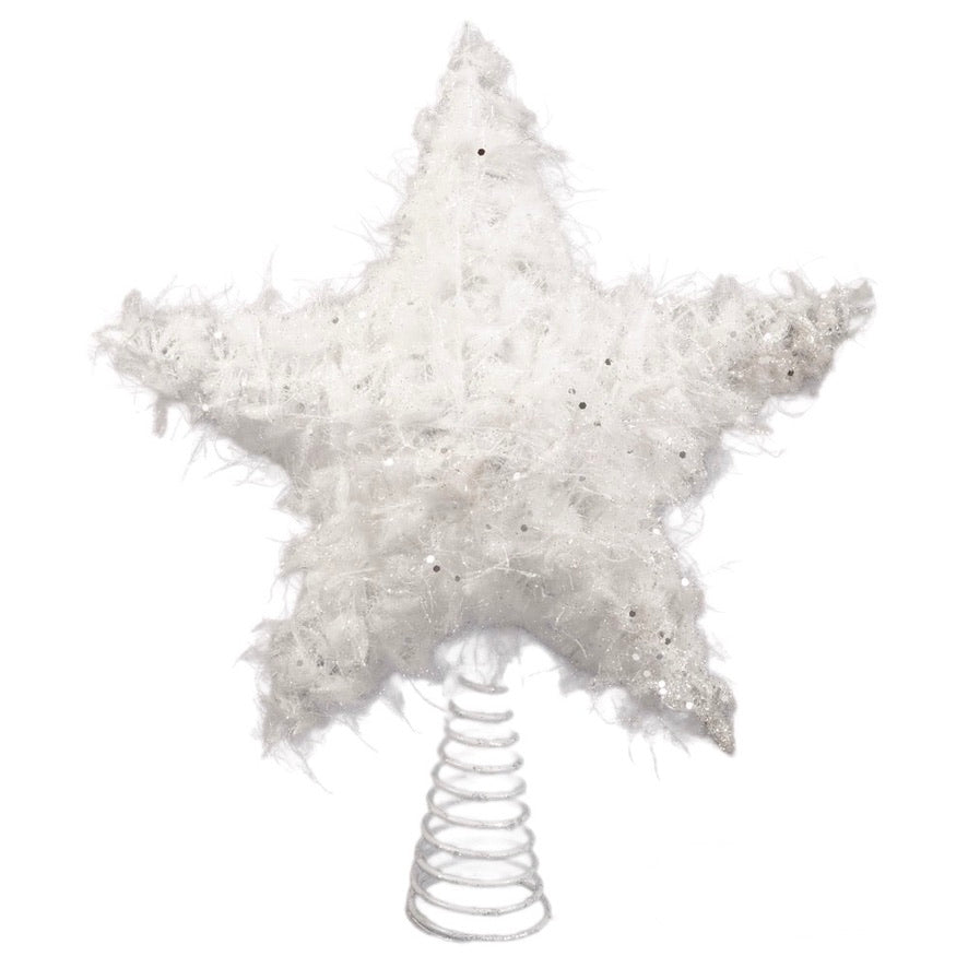 White Sparkle Star Tree Topper | Putti Christmas Decorations 