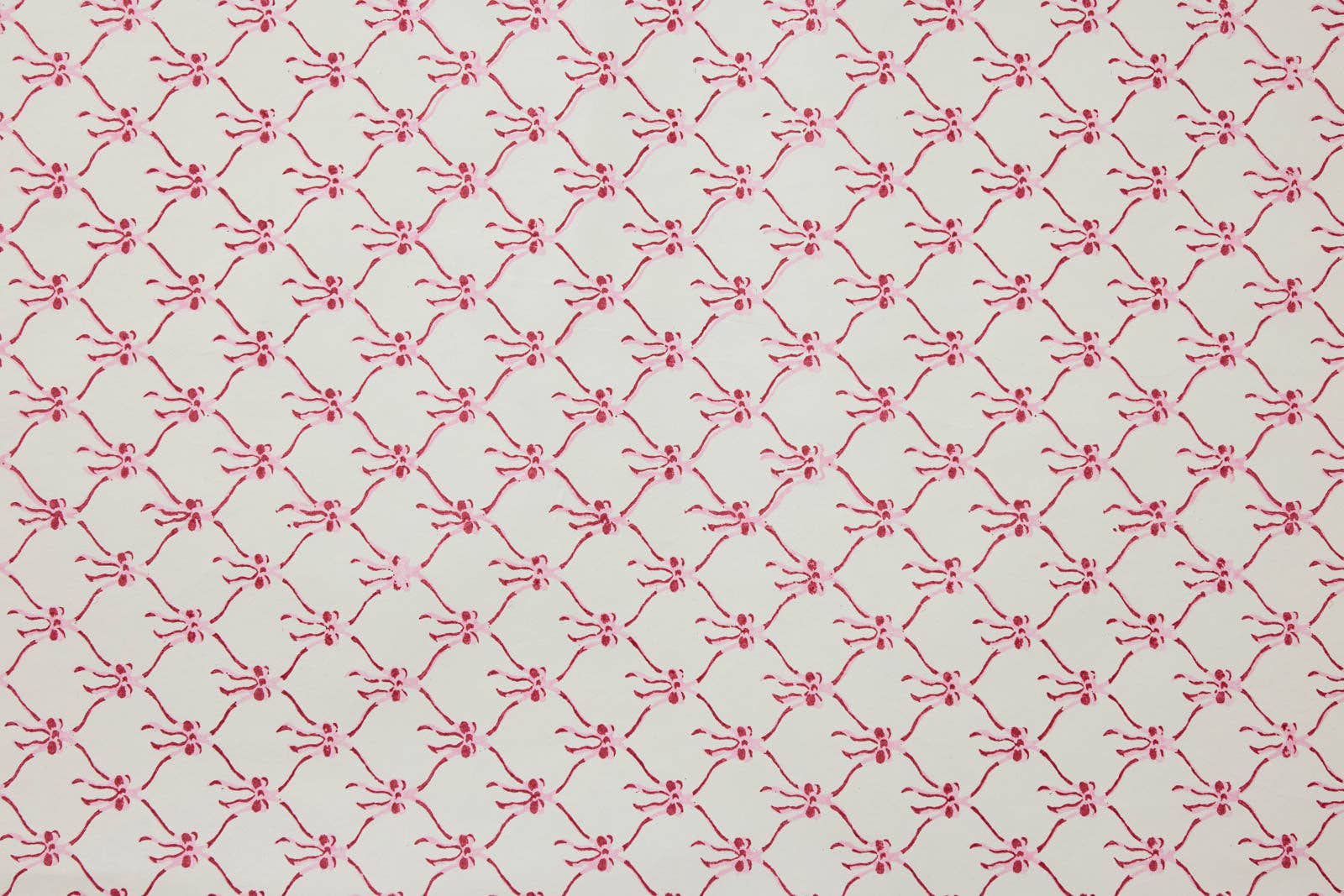 Hand Block Printed Wrapping Paper Sheets - Bows Pink Sorbet
