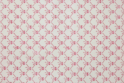 Hand Block Printed Wrapping Paper Sheets - Bows Pink Sorbet