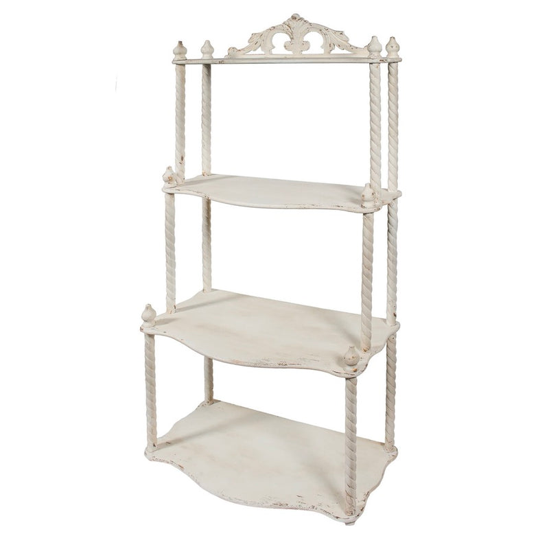 Ivory Spindle Wood Shelf Unit