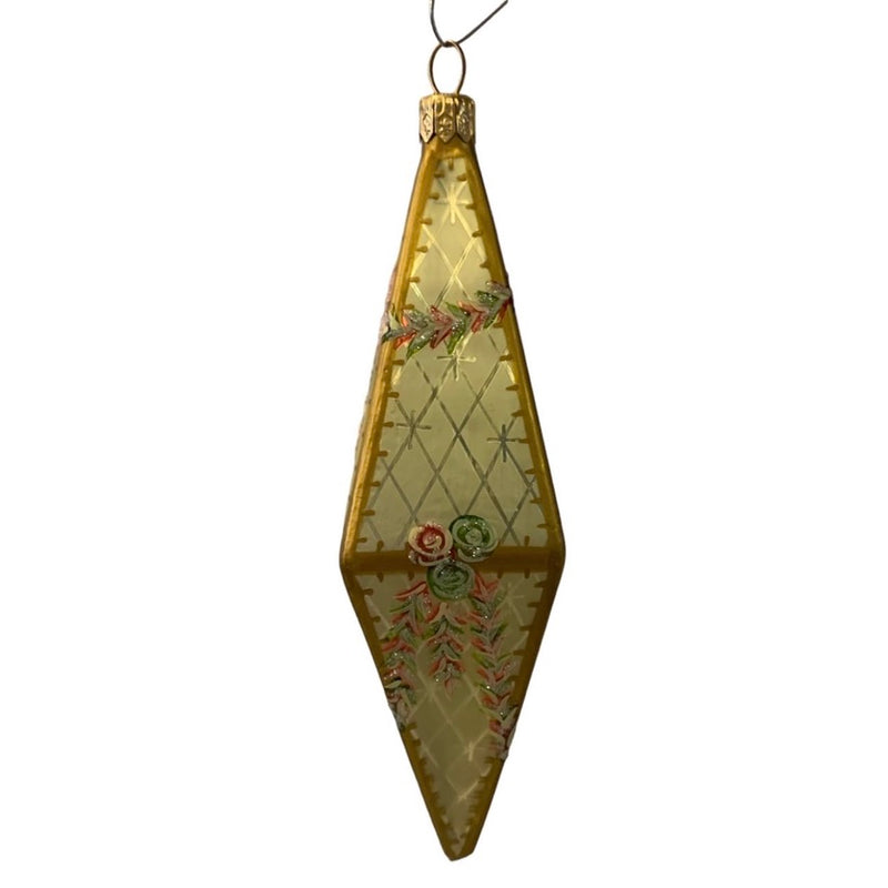 Versailles Handpainted Diamond Glass Ornament - Green