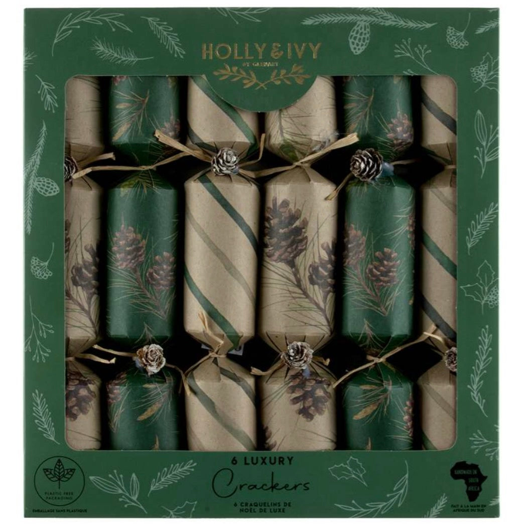 Holly & Ivy Kraft Pinecone Crackers | Putti Christmas Celebrations 