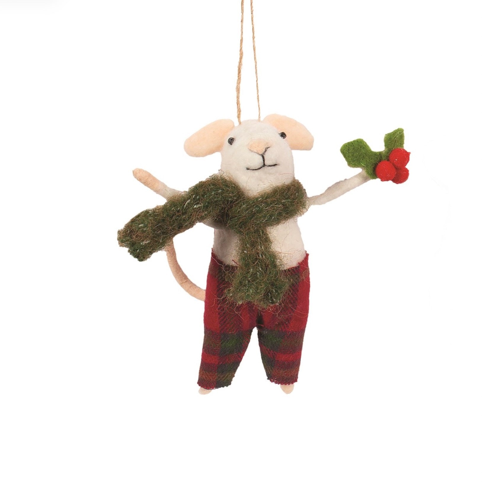 Red Tartan Mouse Ornament - Boy