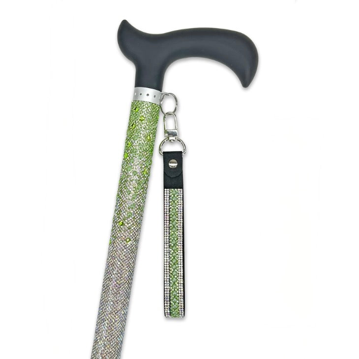 Jacqueline Kent "Sugar Cane" Green Ombre Crystal Adjustable Medical Cane | Putti