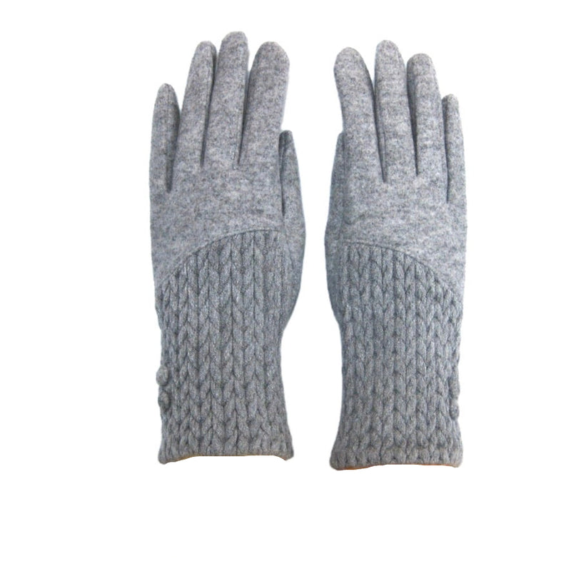 Cashmere Blend Buttoned Gloves - Grey