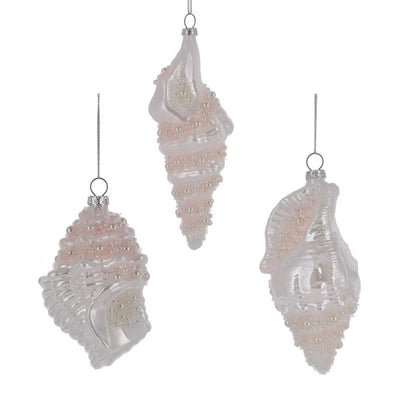 Iridescent Ivory Spiral Shell Glass Ornament