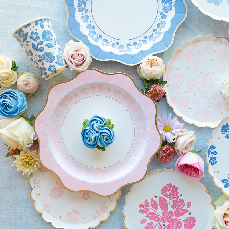 Petal Pink Floral Paper Dessert Paper Plates