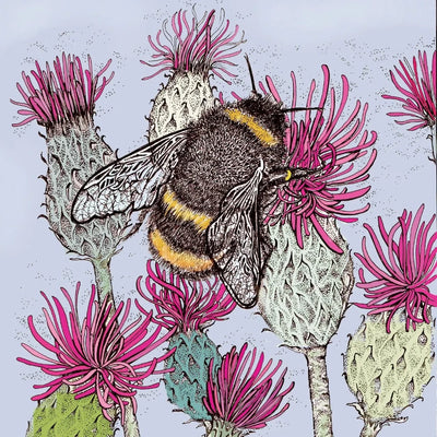 Bumblebee and Thistles Greeting Card