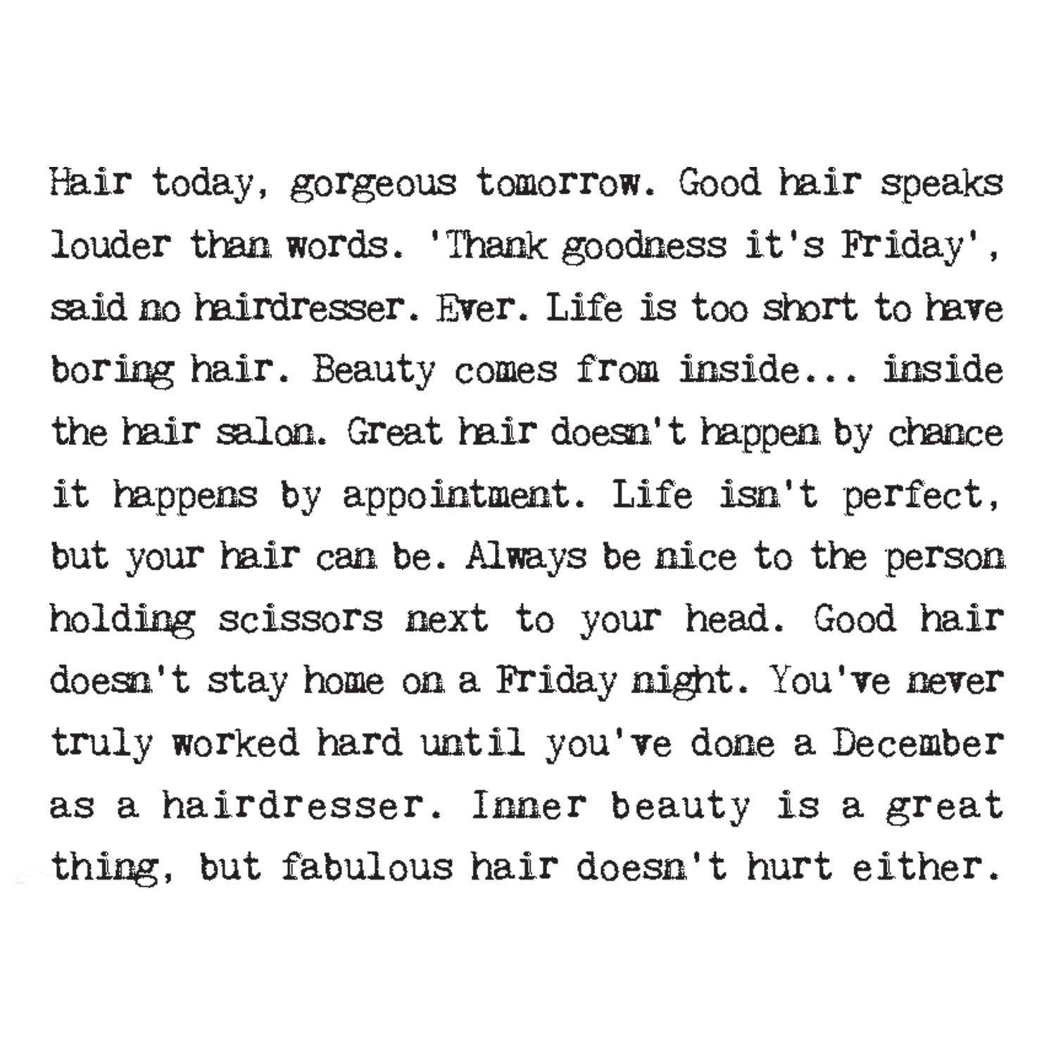 Hairdresser Quotes Card With Vintage Mirror