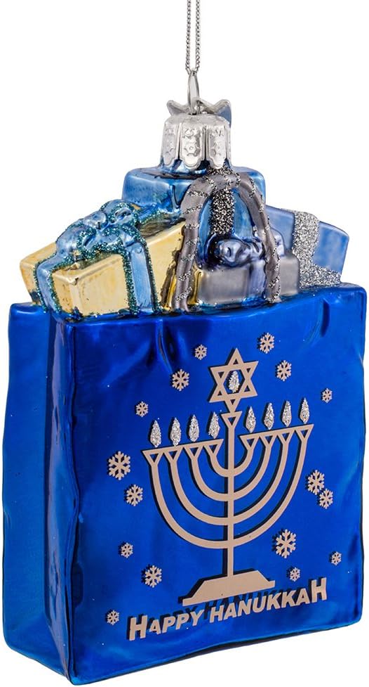 Kurt Adler "Happy Hanukkah" Glass Gift Bag Ornament