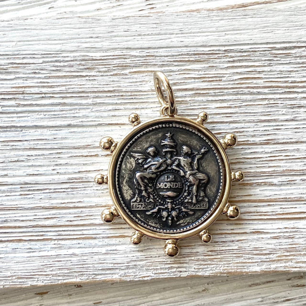 French Medalion Coin Necklace