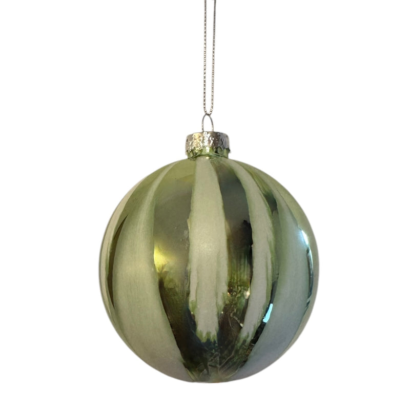 Green with Brush Strokes Glass Ball Ornament