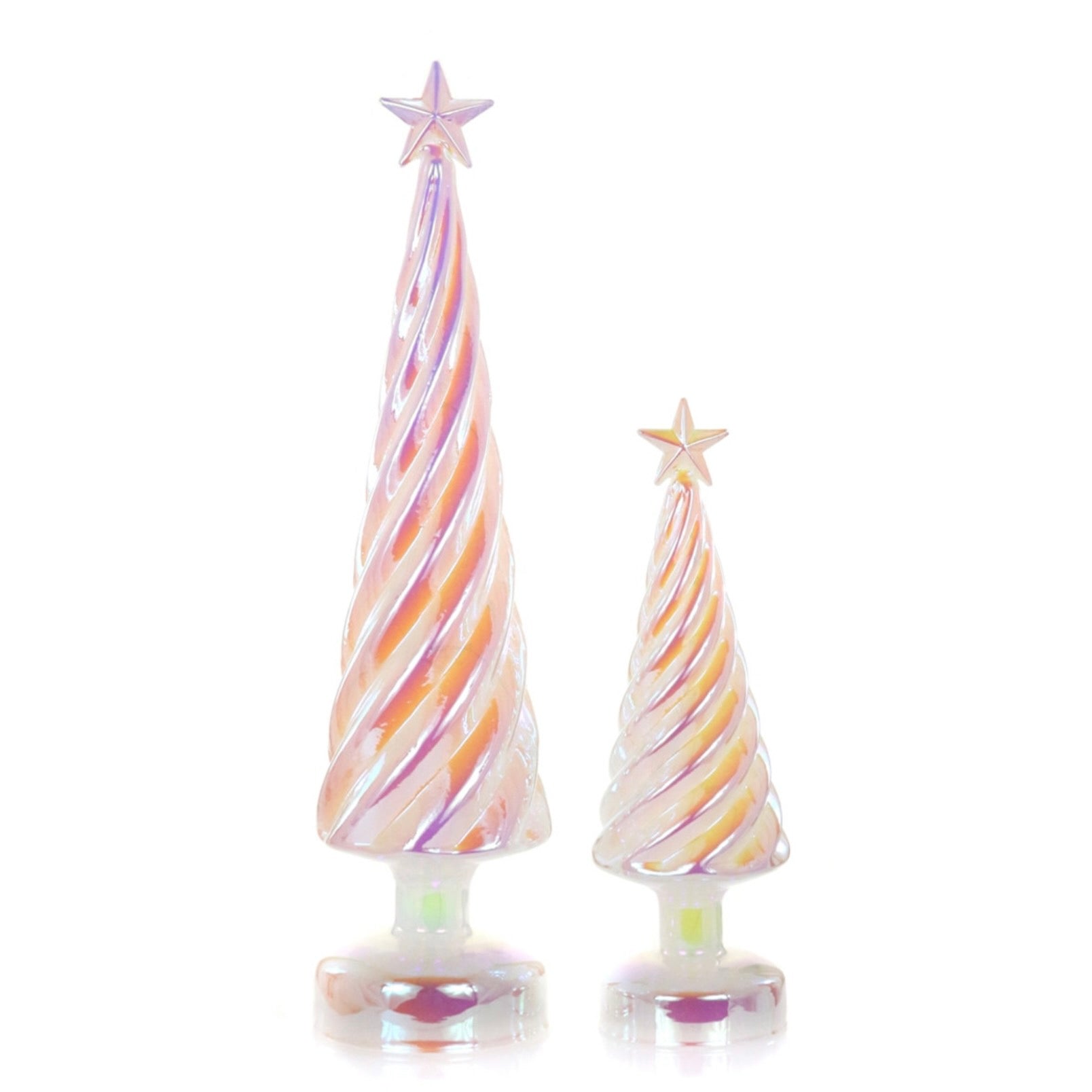 Large Iridescent Lit Glass Tree - Pearl