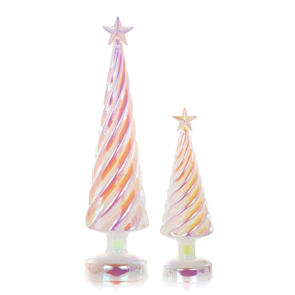 Medium Iridescent Lit Glass Tree - Pearl
