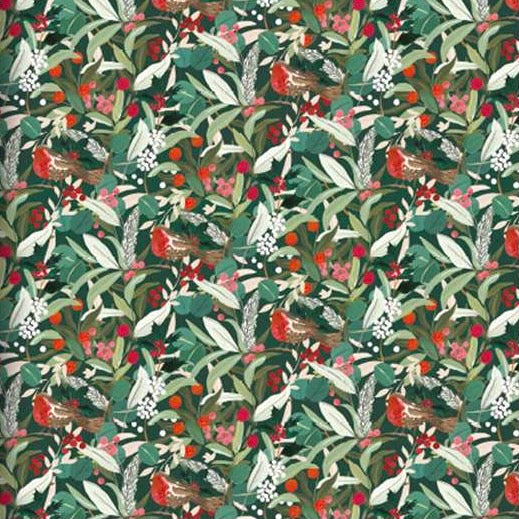 Louise Tiler  "Robins and Greenery" Christmas Wrap Roll